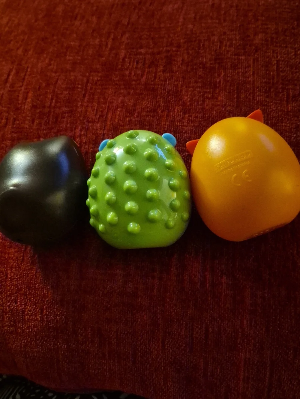 Set of 3 Colorful Bath & Sensory Toys - Red Fox, Blue Bear, Brown Owl